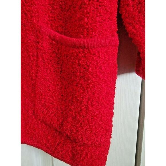 Side Effects Bright Red M Long Sleeve Vintage Acrylic Cardigan Sweater Sz Medium - Picture 7 of 7